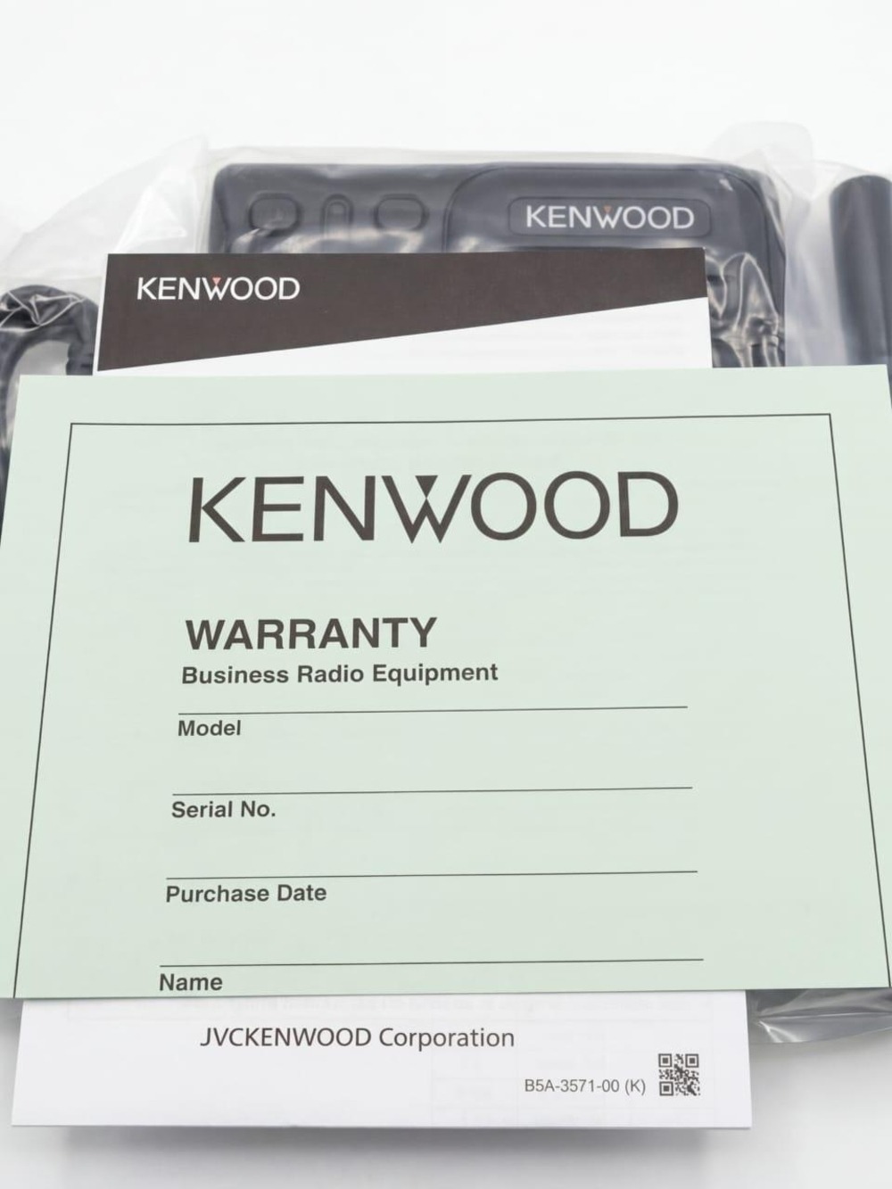 Kenwood Business Radio Warranty & Documentation - Mint and Black